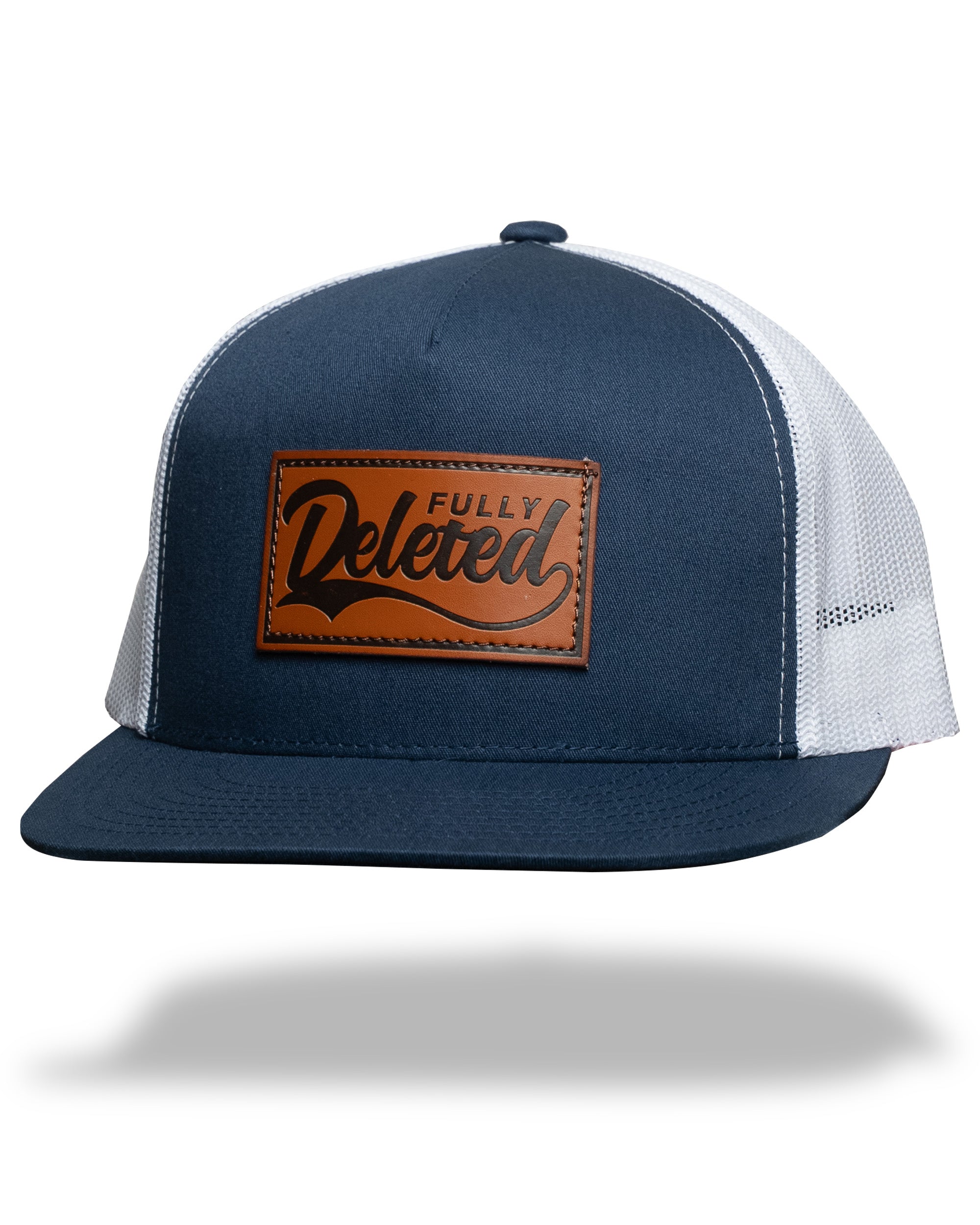 OLD SCHOOL : LEATHER : NAVY/WHITE SNAPBACK