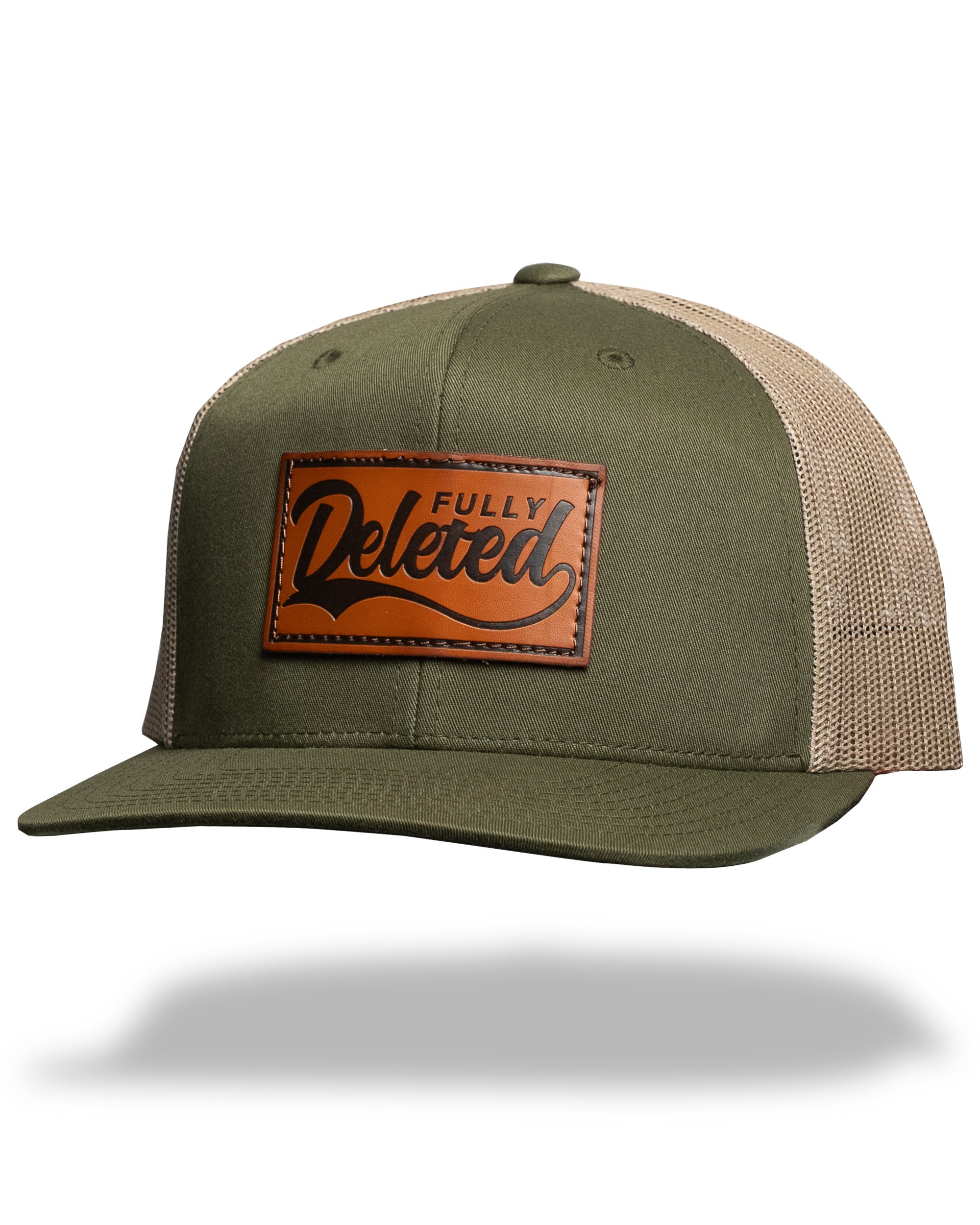OLD SCHOOL : LEATHER : GREEN / TAN SNAPBACK